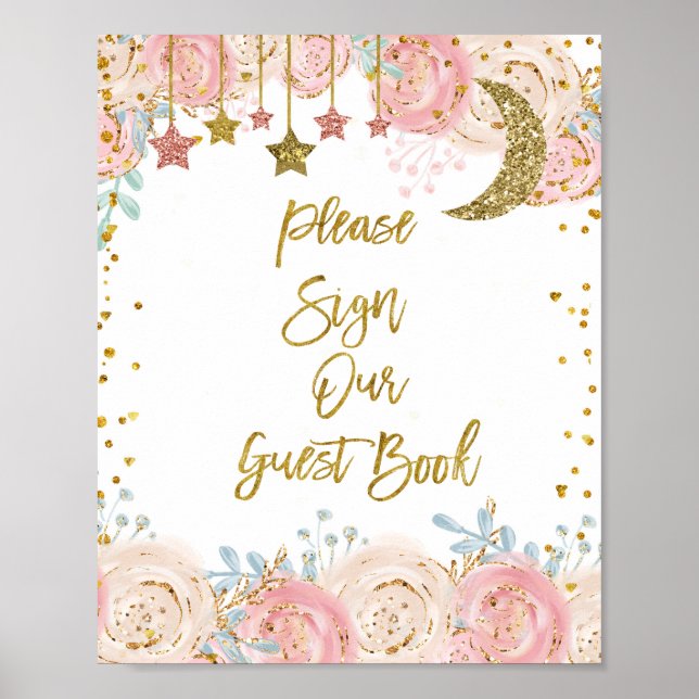 Guld twinkle twinkle Vänligen signera vår gäst Bok Poster (Framsidan)