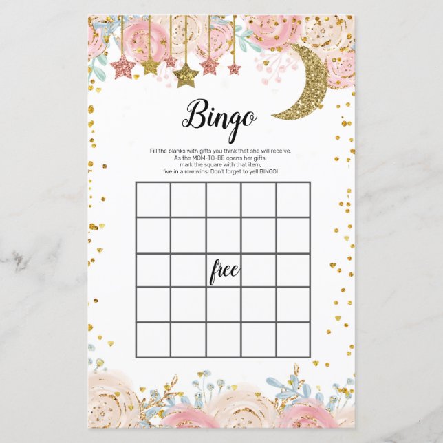 Guld twinkle twinkle Watercolor Bingo Game (Framsida)
