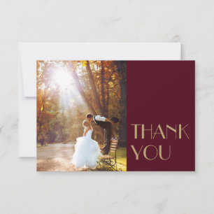 Guld Typ Deco   Burgunder Wedding Flat Foto Tack Kort