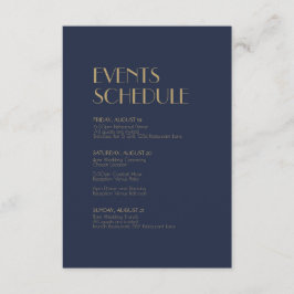 Guld Typ Deco | Mörkblå Bröllopsschema Tilläggskort