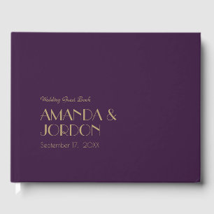 Guld-typdeco Mörk Lila Bröllop Guest Bok