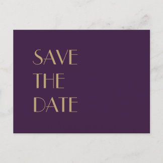 Guld-typdeco | MÖRK LILA BRÖLLOP SPARA DATUM Meddelande Vykort