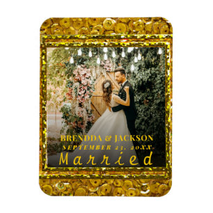 Guld Type Bröllop Photo, gift jul-Elegant Magnet