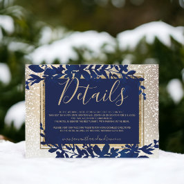 guld typografi blad blå snö vinter detaljer tilläggskort