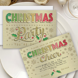 Guld Typografi jul Party Inbjudningar