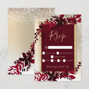 guld typografi röd löv snö elegant, vintertid, osa kort