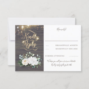 Guld Typografi Rustic Fall Wedding OSA Kort