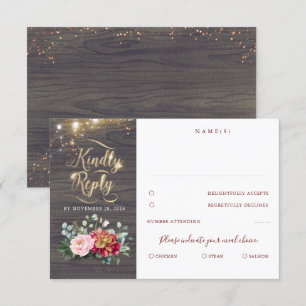 Guld Typografi Rustic Fall Wedding OSA Kort