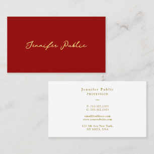 Guld-typografiktext, modern Elegant, röd Visitkort