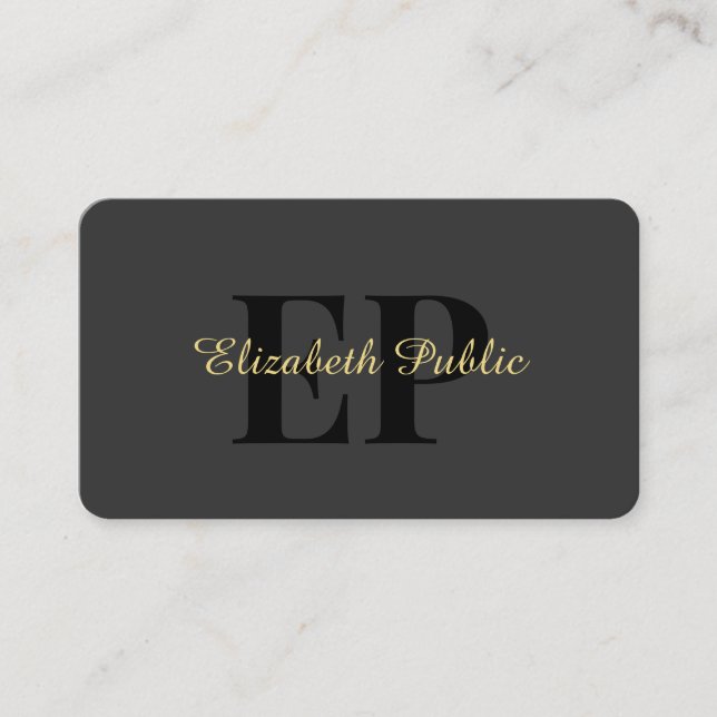 Guld Typography Namn Script Luxury Glossy Visitkort (Framsida)
