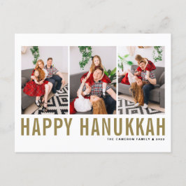 Guld Typography Photo Collage Lycklig Hanukah Helg Vykort