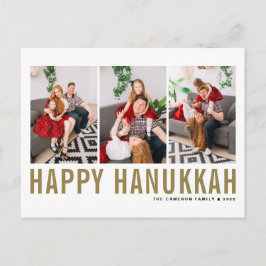 Guld Typography Photo Collage Lycklig Hanukah Helg Vykort