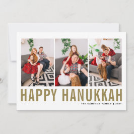 Guld Typography Photo Collage Lycklig Hanukah Julkort