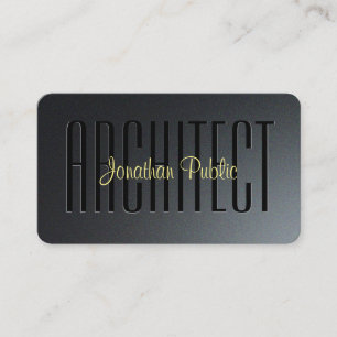 Guld Typography Script Black & Grått Architect Visitkort