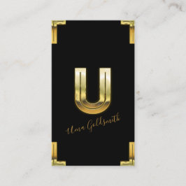 Guld U Initial och Gräns Affärskort Visitkort