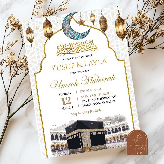 Guld Umroh Mubarak Muslim-inbjudan, Inbjudningar (Skapare uppladdad)