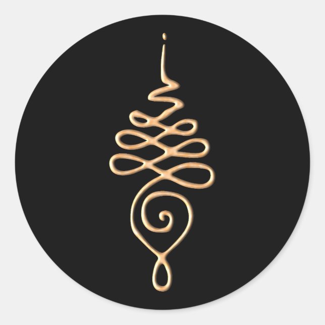 Guld Unalome Runt Klistermärke (Framsida)