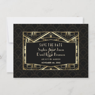 Guld Underbar Gatsby Art Deco Stil Spara datum Datumet