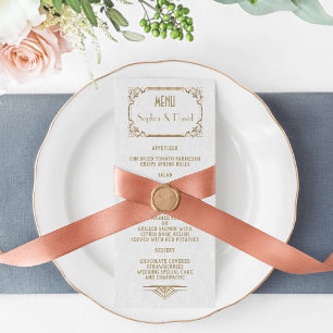 Guld Underbar Gatsby White Art Deco 20 s Bröllop M Meny