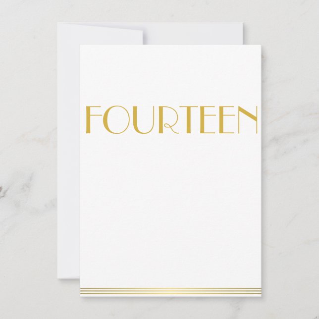 Guld Underbara Gatsby Bröllop Bord-kort fjorton Inbjudningar (Framsida)