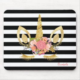 Guld Unicorn Ansikte,Black White Rand Musmatta