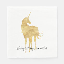 Guld Unicorn Birthday Pappersservett