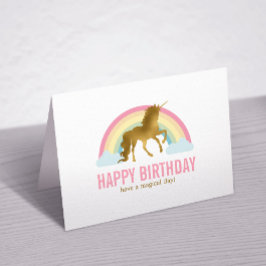 Guld Unicorn Birthday Tack Kort