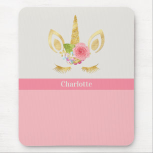 Guld Unicorn Peach Rosa Trim Personlig Musmatta