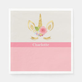 Guld Unicorn Peach Trim Personlig Papper Pappersservett