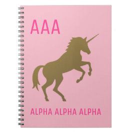 Guld Unicorn Sorority-anteckningsbok Anteckningsbok