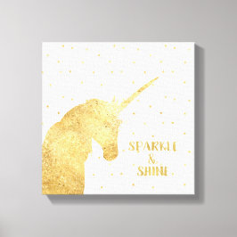 Guld Unicorn Stars Gnistra och Shine Canvastryck