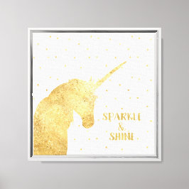 Guld Unicorn Stars Gnistra och Shine Canvastryck