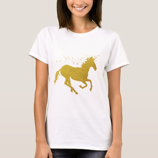 Guld- Unicorn Tee Shirt (Framsida)