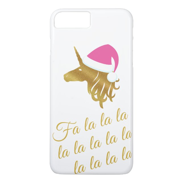 Guld Unicorn Wearing Rosa Santa Hat Case-Mate iPhone Skal (Baksida)