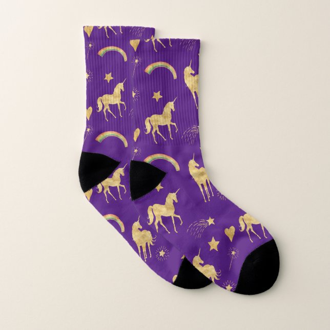 Guld Unicorns och Rainbows Strumpor (Par)