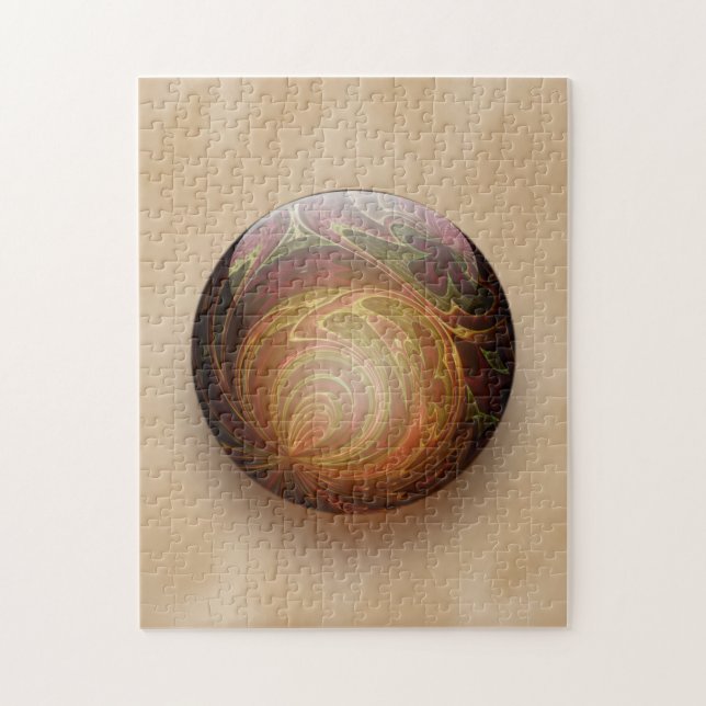 Guld- upplyst sfärisk Gemabstrakt Pussel (Vertikal)