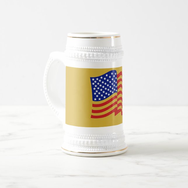 Guld US Flagga Patriotic Beer Stein Sejdel (Framsida vänster)