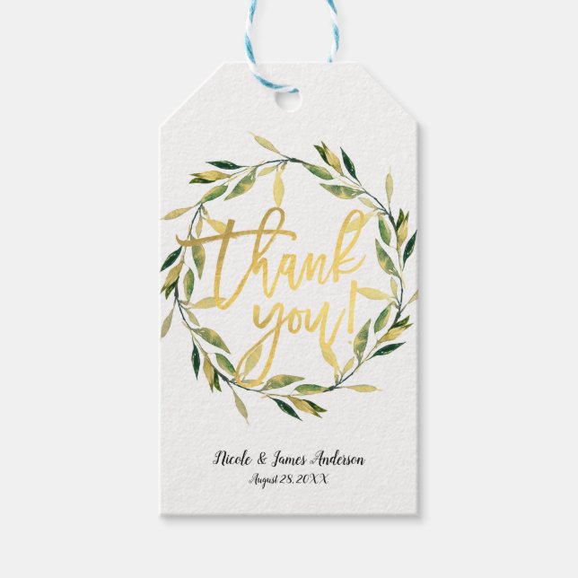 Guld, utandning vid den botaniska Grönten Löv Rust Presentetikett (Framsidan)