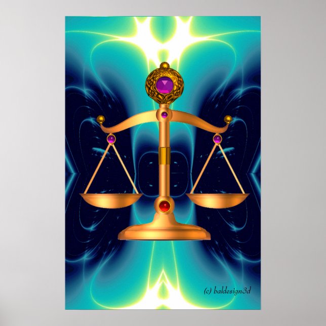 GULD VÅGAR FÖR LAG MED ÄDELSSTENAR ,Rättvisans Sym Poster (Framsidan)