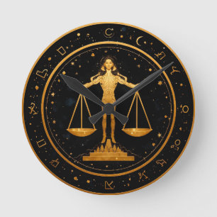 Guld Vågen Zodiak våg Rund Klocka