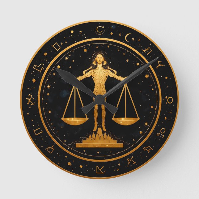Guld Vågen Zodiak våg Rund Klocka (Framsida)