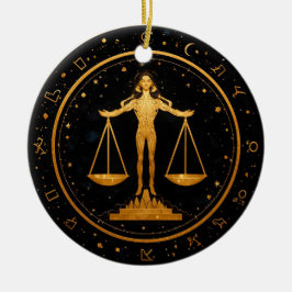Guld Vågen Zodiak vågskål Julgransprydnad Keramik