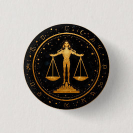 Guld Vågen Zodiak vågskål Knapp