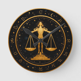 Guld Vågen Zodiak vågskål Rund Klocka