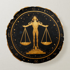 Guld Vågen Zodiak vågskål Rund Kudde