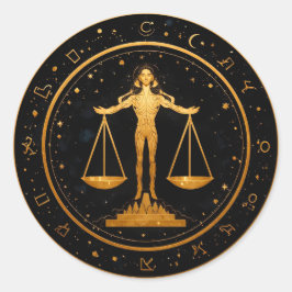Guld Vågen Zodiak vågskål Runt Klistermärke