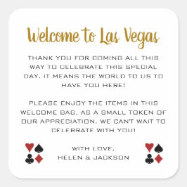 Guld Välkommen till Las Vegas Bröllop Välkommen Ba Fyrkantigt Klistermärke