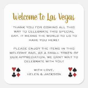 Guld Välkommen till Las Vegas Bröllop Välkommen Ba Fyrkantigt Klistermärke