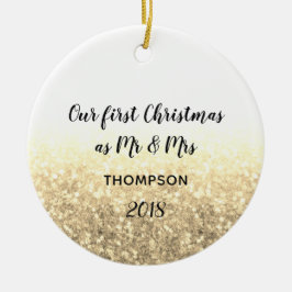 Guld Vår första jul, mr & Mrs. Julgransprydnad Keramik