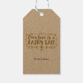 Guld VÅR KÄRLEK ÄR EN SAGOSTORY Anpassad Bröllopsg Presentetikett